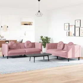 Pink velvet 2-piece sofa set with cushions by , Sofas - Ref: Foro24-3209260, Price: 544,04 €, Discount: %