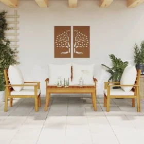 4-piece garden furniture set with solid acacia wood cushions by , Garden sets - Ref: Foro24-3211795, Price: 410,58 €, Discoun...