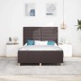 Estructura de cama con cabecera Marrón oscuro 160 x 200 cm tela