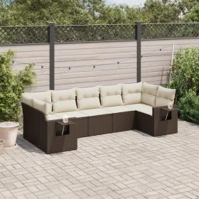 7-piece garden sofa set with brown PE rattan cushions by , Garden sets - Ref: Foro24-3220592, Price: 492,41 €, Discount: %