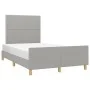 Bed frame with headboard light gray fabric 120x190 cm by , Beds and slatted bases - Ref: Foro24-3270506, Price: 161,03 €, Dis...