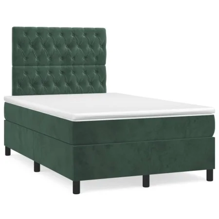 Box spring bed with dark green velvet mattress 120x190 cm by , Beds and slatted bases - Ref: Foro24-3270022, Price: 413,09 €,...