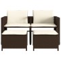 2-Sitzer-Gartensofa mit braunem PE-Rattantisch und Hockern von , Gartensets - Ref: Foro24-368417, Preis: 224,55 €, Rabatt: %