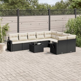 Gartensofa-Set 10-teilig mit schwarzen synthetischen Rattankissen von , Gartensets - Ref: Foro24-3252983, Preis: 608,82 €, Ra...