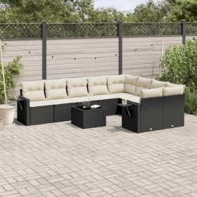 Gartensofa-Set 10-teilig mit schwarzen synthetischen Rattankissen von , Gartensets - Ref: Foro24-3252983, Preis: 599,51 €, Ra...