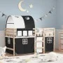 Cama alta niños con túnel madera pino blanco negro 90x200 cm de , Camas y somieres - Ref: Foro24-3283844, Precio: 212,21 €, D...