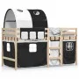 Cama alta niños con túnel madera pino blanco negro 90x200 cm de , Camas y somieres - Ref: Foro24-3283844, Precio: 212,21 €, D...