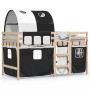 Kinderhochbett mit schwarz-weißem Kiefernholztunnel 90x200 cm von , Betten und Lattenroste - Ref: Foro24-3283844, Preis: 213,...