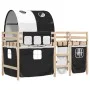 Cama alta niños con túnel madera pino blanco negro 90x200 cm de , Camas y somieres - Ref: Foro24-3283844, Precio: 212,21 €, D...