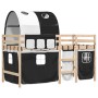 Kinderhochbett mit schwarz-weißem Kiefernholztunnel 90x200 cm von , Betten und Lattenroste - Ref: Foro24-3283844, Preis: 213,...