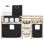 Cama alta niños con túnel madera pino blanco negro 90x200 cm de , Camas y somieres - Ref: Foro24-3283844, Precio: 212,21 €, D...