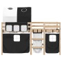 Kinderhochbett mit schwarz-weißem Kiefernholztunnel 90x200 cm von , Betten und Lattenroste - Ref: Foro24-3283844, Preis: 213,...