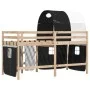 Cama alta niños con túnel madera pino blanco negro 90x200 cm de , Camas y somieres - Ref: Foro24-3283844, Precio: 212,21 €, D...