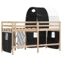 Kinderhochbett mit schwarz-weißem Kiefernholztunnel 90x200 cm von , Betten und Lattenroste - Ref: Foro24-3283844, Preis: 213,...
