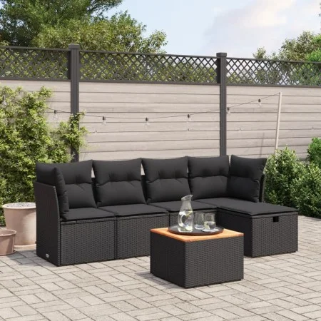6-piece garden sofa set and black synthetic rattan cushions by , Garden sets - Ref: Foro24-3264709, Price: 342,81 €, Discount: %
