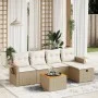 Garden sofa set with cushions 6 pieces beige synthetic rattan by , Garden sets - Ref: Foro24-3264943, Price: 396,19 €, Discou...