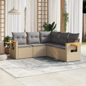 Garden sofa set with cushions 5 pieces beige synthetic rattan by , Garden sets - Ref: Foro24-3226801, Price: 341,74 €, Discou...