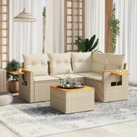 Garden sofa set with cushions 5 pieces beige synthetic rattan by , Garden sets - Ref: Foro24-3226779, Price: 401,01 €, Discou...