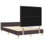 Estructura de cama con cabecera Marrón oscuro 160 x 200 cm tela