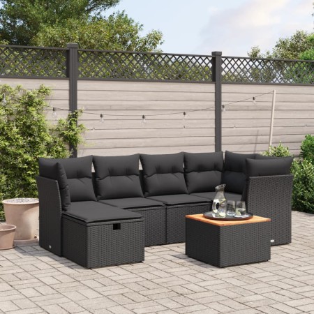 7-piece garden dining set and black synthetic rattan cushions by , Garden sets - Ref: Foro24-3264723, Price: 421,78 €, Discou...