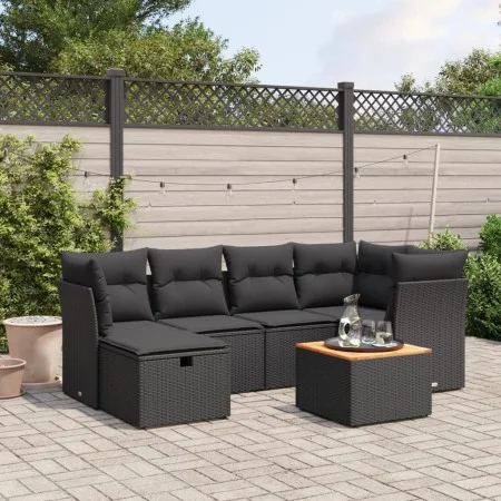 7-piece garden dining set and black synthetic rattan cushions by , Garden sets - Ref: Foro24-3264723, Price: 430,05 €, Discou...