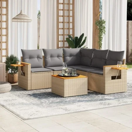 Juego de sofás jardín con cojines 6 pzas ratán sintético beige by , Garden sets - Ref: Foro24-3226808, Price: 388,65 €, Disco...