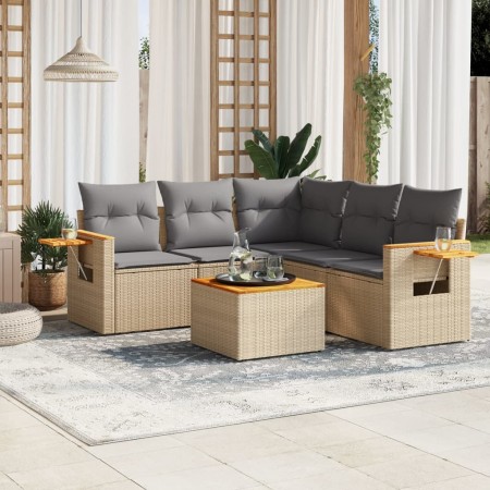 Juego de sofás jardín con cojines 6 pzas ratán sintético beige de , Conjuntos de jardín - Ref: Foro24-3226808, Precio: 377,39...