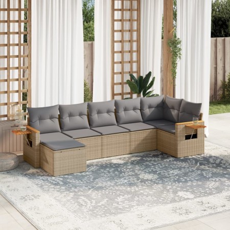 7-piece garden sofa set and beige synthetic rattan cushions by , Garden sets - Ref: Foro24-3227032, Price: 437,87 €, Discount: %