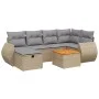 Gartensofa-Set mit beigem Kissenmix, 7-teilig aus PE-Rattan von , Gartensets - Ref: Foro24-3265063, Preis: 456,91 €, Rabatt: %