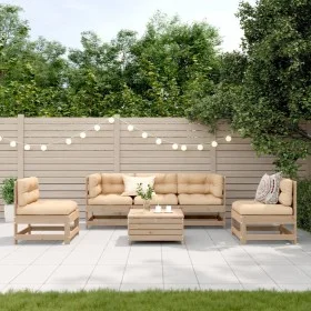 Garden furniture set 6 pieces and cushions solid pine wood by , Garden sets - Ref: Foro24-3250724, Price: 566,56 €, Discount: %