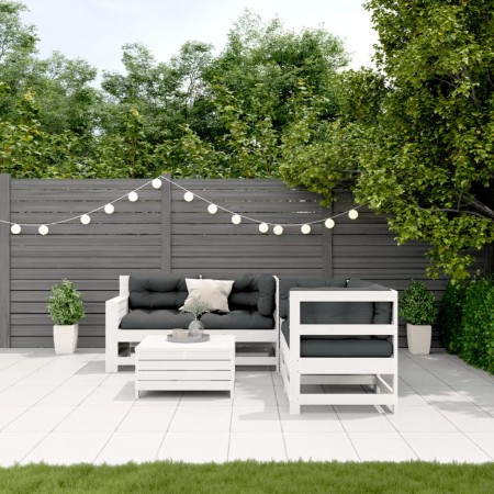 5-teiliges Gartenmöbel-Set mit Kissen aus massivem Weißkiefernholz von , Gartensets - Ref: Foro24-3250817, Preis: 513,83 €, R...