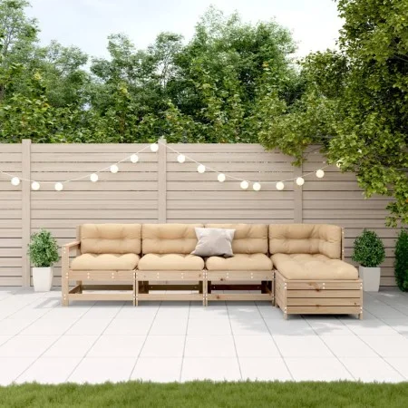 5-teiliges Gartenmöbel-Set mit Kissen aus massivem Kiefernholz von , Gartensets - Ref: Foro24-3250848, Preis: 471,13 €, Rabat...