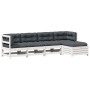 5-teiliges Gartenmöbel-Set mit Kissen aus massivem Weißkiefernholz von , Gartensets - Ref: Foro24-3250841, Preis: 434,20 €, R...