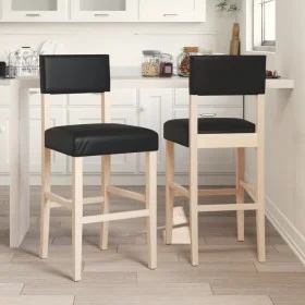 High stools 2 pcs solid rubber wood and synthetic leather by , Kitchen stools - Ref: Foro24-4006196, Price: 81,22 €, Discount: %
