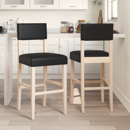 Hohe Hocker, 2 Stück, aus massivem Gummiholz und Kunstleder von , Küchenhocker - Ref: Foro24-4006196, Preis: 117,25 €, Rabatt: %