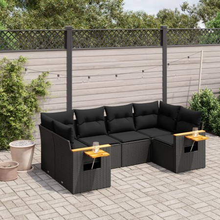 6-teiliges Gartensofa-Set und schwarze synthetische Rattankissen von , Gartensets - Ref: Foro24-3227098, Preis: 416,46 €, Rab...