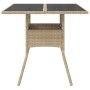 Garden table glass surface PE rattan beige 80x80x75 cm by , Garden tables - Ref: Foro24-365523, Price: 85,40 €, Discount: %