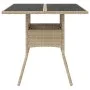 Garden table glass surface PE rattan beige 80x80x75 cm by , Garden tables - Ref: Foro24-365523, Price: 90,25 €, Discount: %