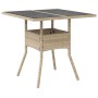 Gartentisch Glasoberfläche PE Rattan Beige 80x80x75 cm von , Gartentische - Ref: Foro24-365523, Preis: 85,40 €, Rabatt: %