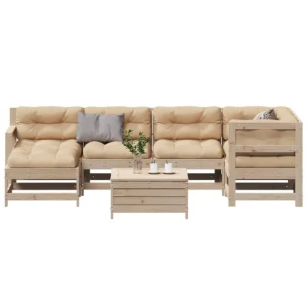 Juego de muebles de jardín 7 pzas y cojines madera maciza pino de , Conjuntos de jardín - Ref: Foro24-3250952, Precio: 649,79...