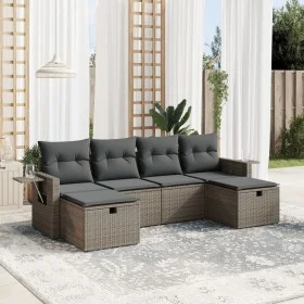 Set de muebles de jardín 6 pzas y cojines ratán sintético gris by , Garden sets - Ref: Foro24-3263856, Price: 347,10 €, Disco...
