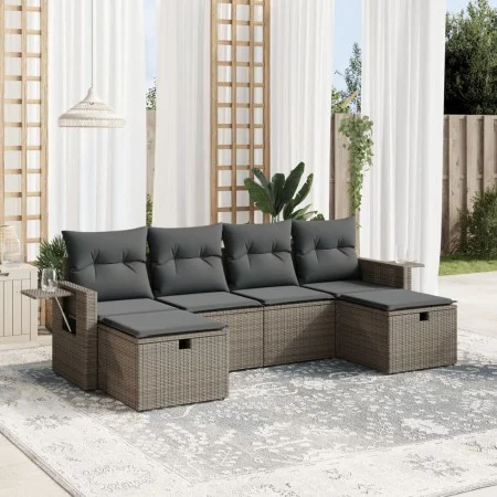 Gartenmöbel-Set, 6-teilig, mit grauen Polstern aus synthetischem Rattan. von , Gartensets - Ref: Foro24-3263856, Preis: 347,1...