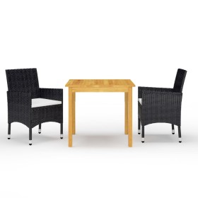 3-teiliges Garten-Essset mit schwarzen Kissen von , Gartensets - Ref: Foro24-3095860, Preis: 260,50 €, Rabatt: %
