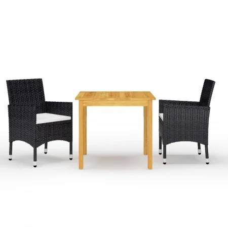 Juego de comedor de jardín 3 piezas con cojines negro de , Conjuntos de jardín - Ref: Foro24-3095860, Precio: 256,45 €, Descu...
