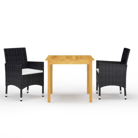 Juego de comedor de jardín 3 piezas con cojines negro de , Conjuntos de jardín - Ref: Foro24-3095860, Precio: 251,81 €, Descu...