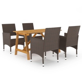 5-teiliges Garten-Essset mit braunen Kissen von , Gartensets - Ref: Foro24-3095888, Preis: 386,55 €, Rabatt: %