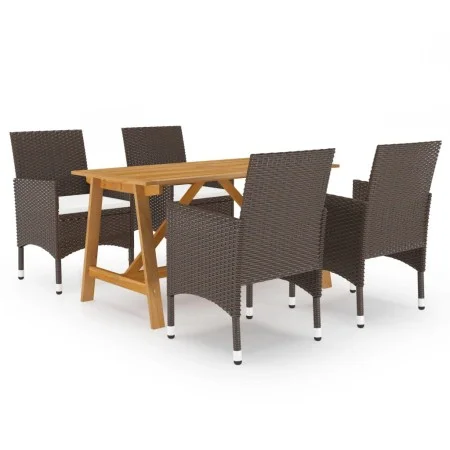 Juego de comedor de jardín 5 piezas con cojines marrón de , Conjuntos de jardín - Ref: Foro24-3095888, Precio: 383,33 €, Desc...