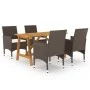 Juego de comedor de jardín 5 piezas con cojines marrón de , Conjuntos de jardín - Ref: Foro24-3095888, Precio: 383,33 €, Desc...