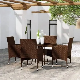 Garden bistro set 5 pieces PE rattan brown tempered glass by , Garden sets - Ref: Foro24-3095906, Price: 329,48 €, Discount: %