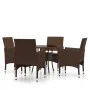 Garden bistro set 5 pieces PE rattan brown tempered glass by , Garden sets - Ref: Foro24-3095906, Price: 329,48 €, Discount: %